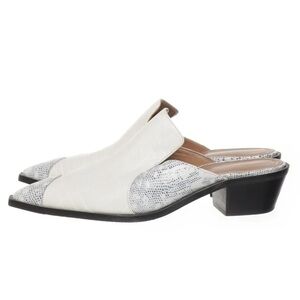 Flattered Studio white leather cowboy western mules - size 40 (US 9)
